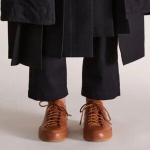 FEIT Hand Sewn Tan Leather Low Top Sneakers - Sz 35 - US 5